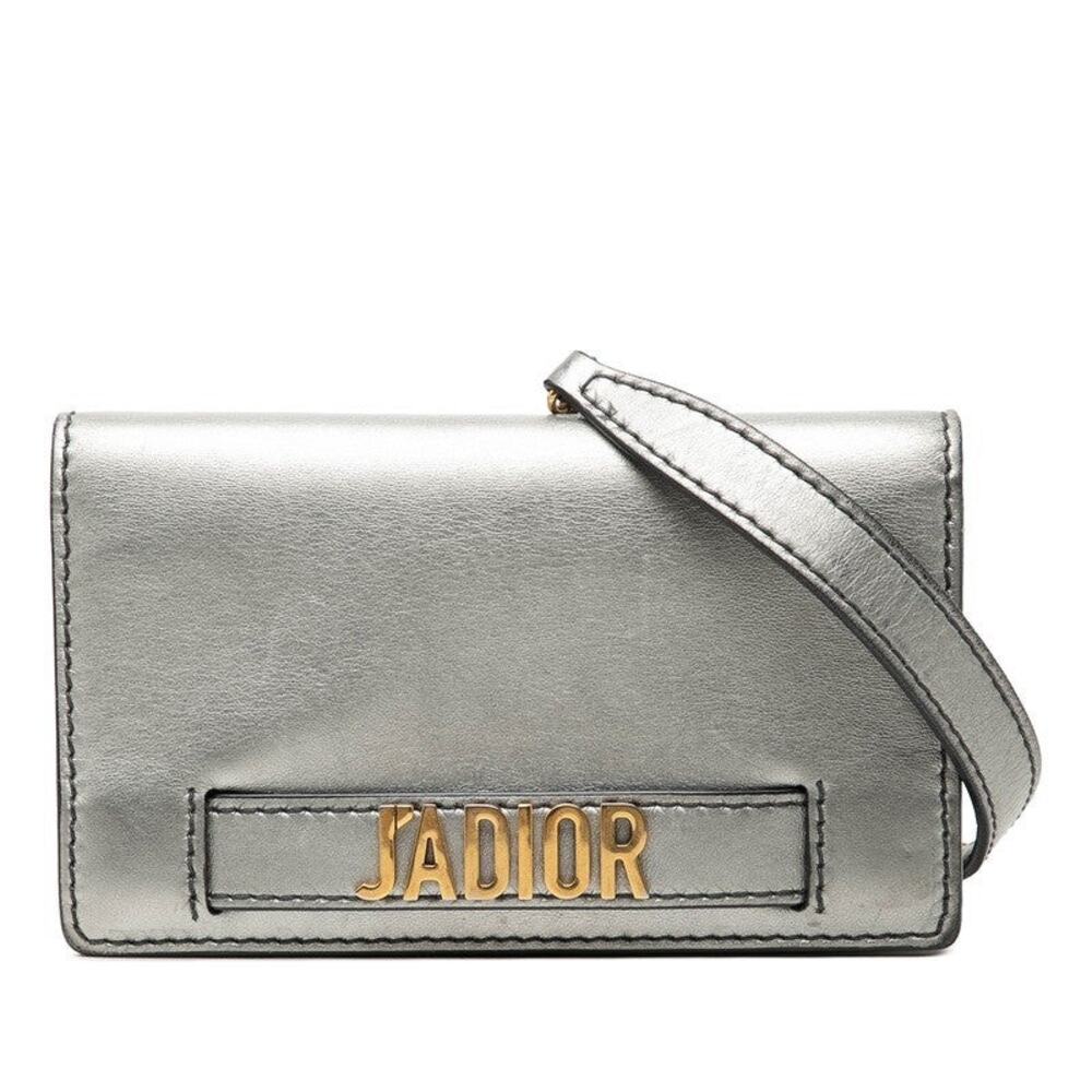 Dior Leather JADIOR Chain Shoulder Bag Silver